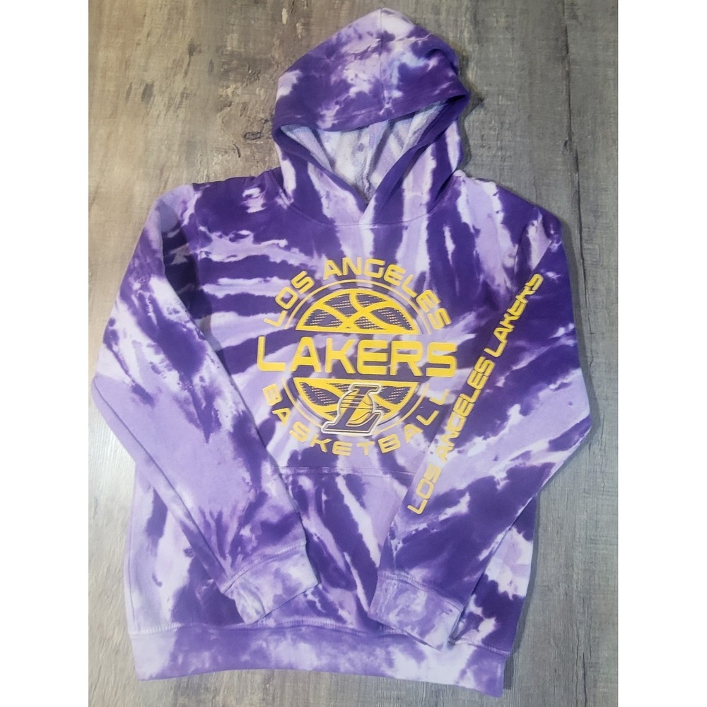 Los Angeles Lakers NBA Youth Large 14-16 Purple White Tie-Dye Pullover Hoodie